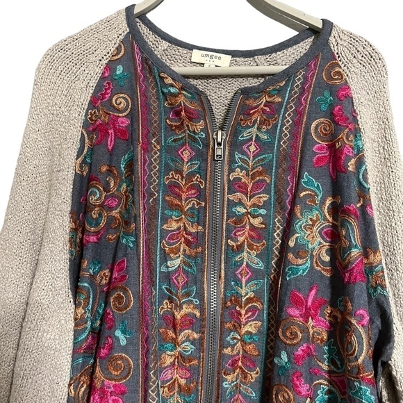 Umgee boho jacket embroidered zip up jacket knit - Picture 4 of 16